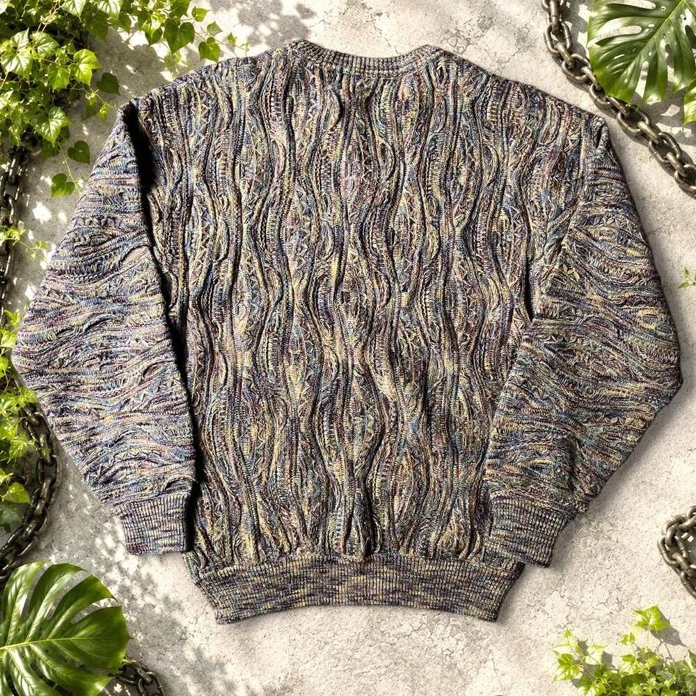 Coogi Original Blues Tundra Style Knitpia Multicolor Sweater Sz USA Mens L 1990s - Picture 4 of 8